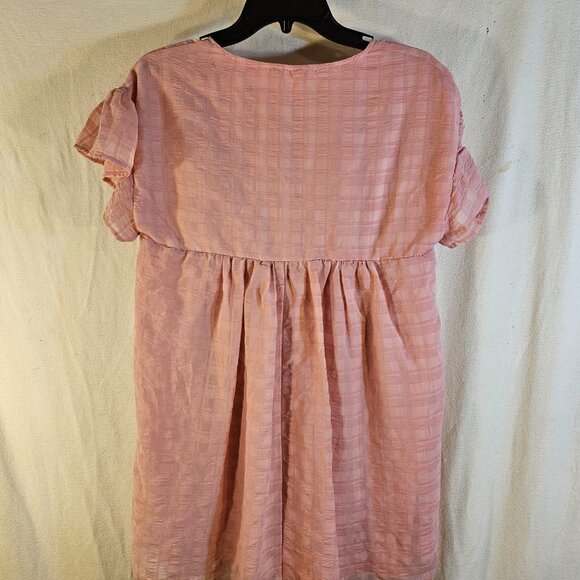 Blush V Neck Short Sleeve Baby Doll Dress -- ITEM #1996 - Picture 2 of 2
